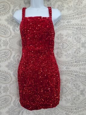Red Sequin Bodycon Mini Formal Cocktail Dress Size 6